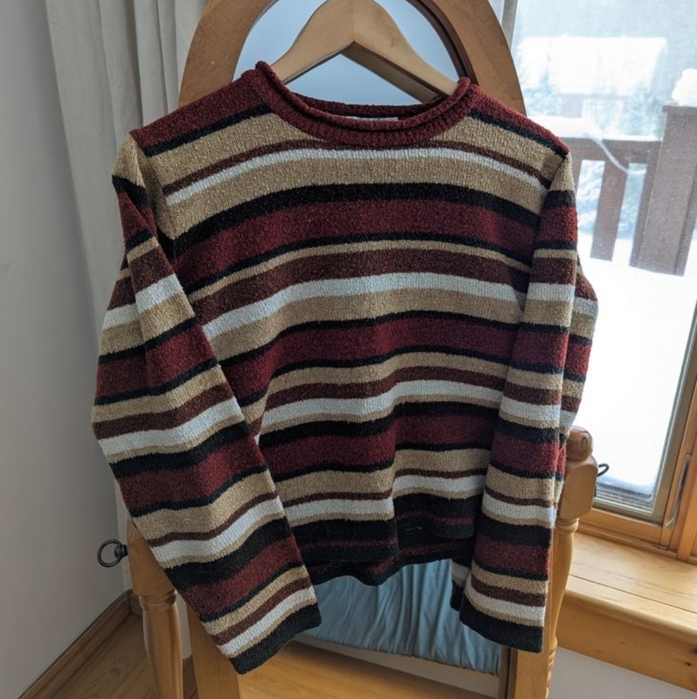 🌞 Vintage - Brown & Orange Striped Sweater